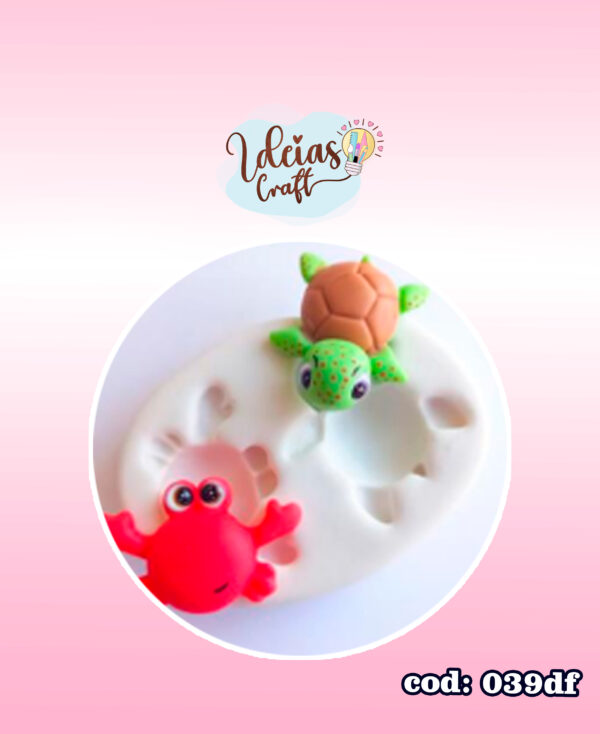 Molde de silicone tartaruga e carangueijo