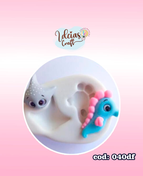 Molde de silicone arraia e cavalo marinho